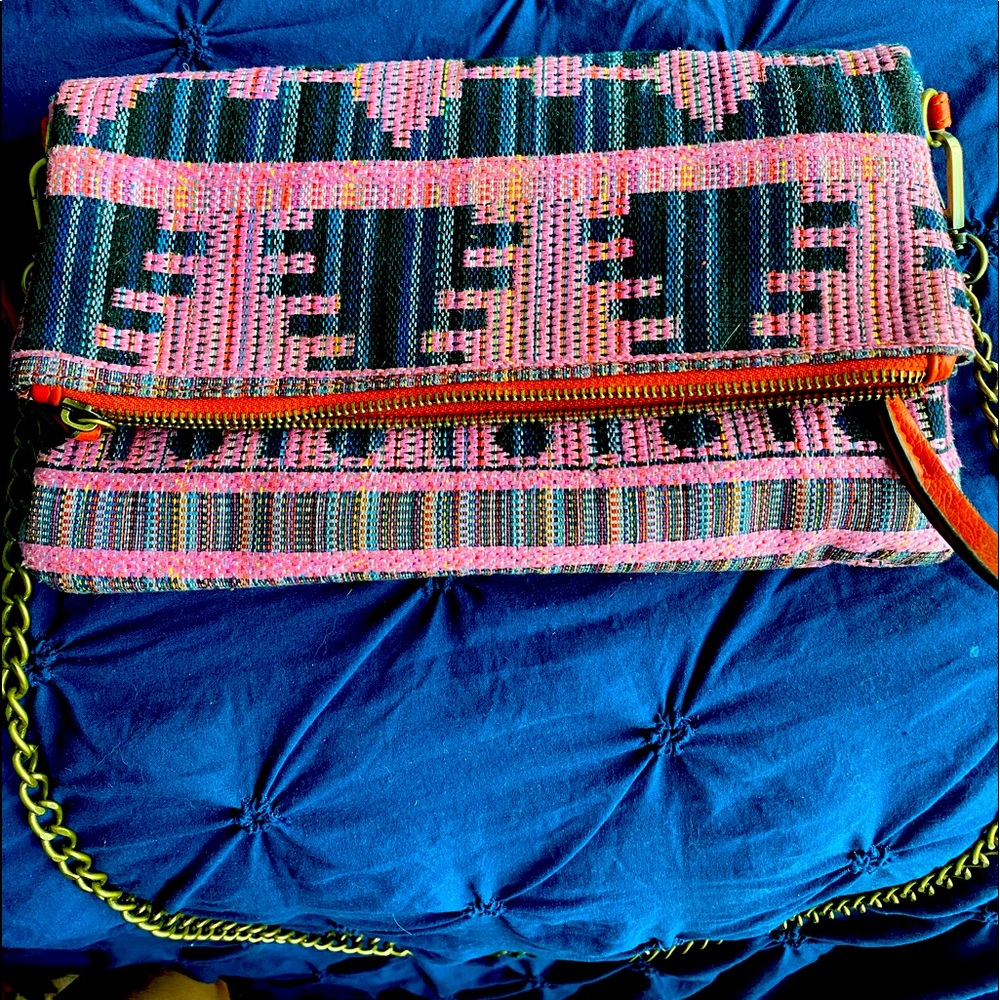 Bohemian fold over purse with shoulder chain